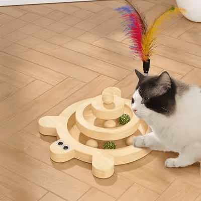 Jouet en Bois - SpinningCatToy™ - Grenouille - Chatadorable